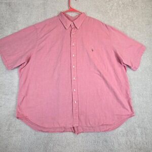 Ralph Lauren Mens 3XB Pink Chambray Oxford Short Sleeve Button Down Shirt Light